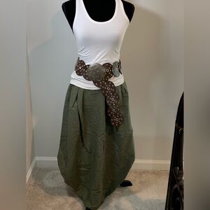 Italian Linen Skirt Sz 12 Optional Lifted-Sides Boho Cottagecore Indie Festival